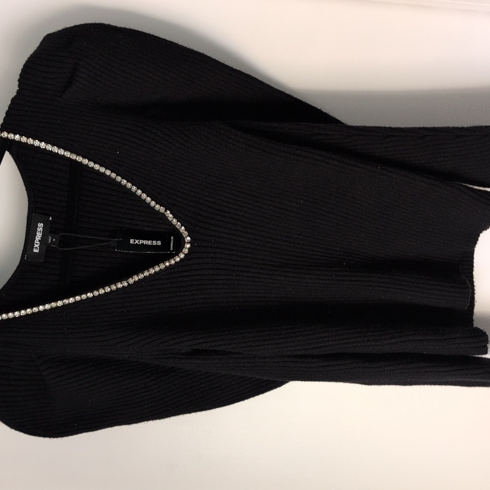 Express V-Neck Puff Sleeve Sweater